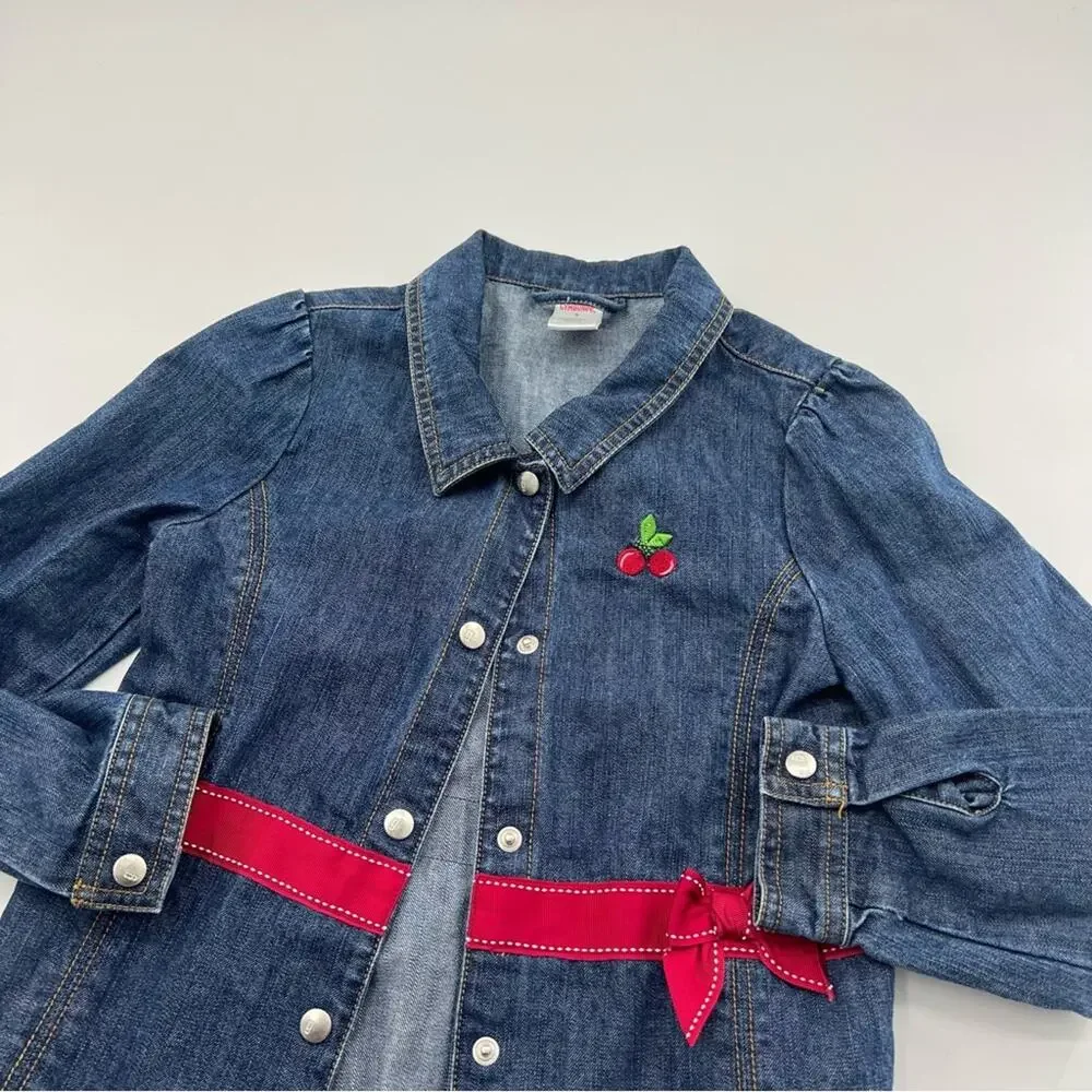 Gymboree Cherry Pie Denim Jacket Girls Red Cherry Bow 2005